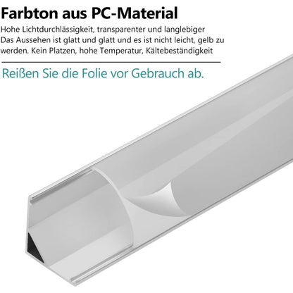10er 20er Pack 1 m V/ U/YW -förmiges LED Alu Profil LED-Kanalsystem, rechteckiger dreieckiger Lichtschlitz, Aluminiumprofil für Barriereleuchten mit opaler Linsenabdeckung, stranggepresstes Aluminiumprofil-Gehäuserahmen, geeignet für Lichtleisten