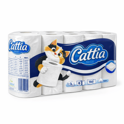 Toilettenpapier 64 Rollen, 150 Blatt pro Rolle - WC Papier 3-lagig Großpackung - 8x8 Rollen Klopapier passend für Klopapierhalter - toilet paper - Camping Toilettenpapier - weiche Abwischtücher