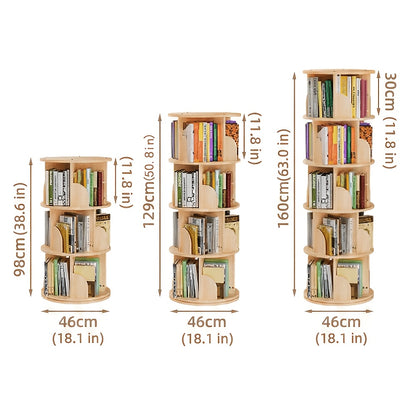 1 Stk. 360° drehbares Bücherregal, 3/4/5-Etagen, Durchmesser 46×H160cm, platzsparendes Aufbewahrungsregal für Wohnzimmer, Schlafzimmer, Büro, modernes Design