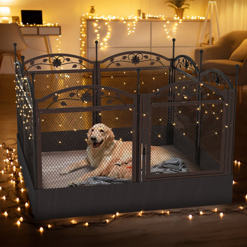Robustes 8-Panel Hunde Laufgitter: Metallzaun für Welpen und Hunde, geeignet für den Innen- und Außenbereich, zusammenklappbares Haustier Laufstall mit Unterlage, ideal für Welpen und Training, inklusive Tür, passend für kleine bis große Hunde
