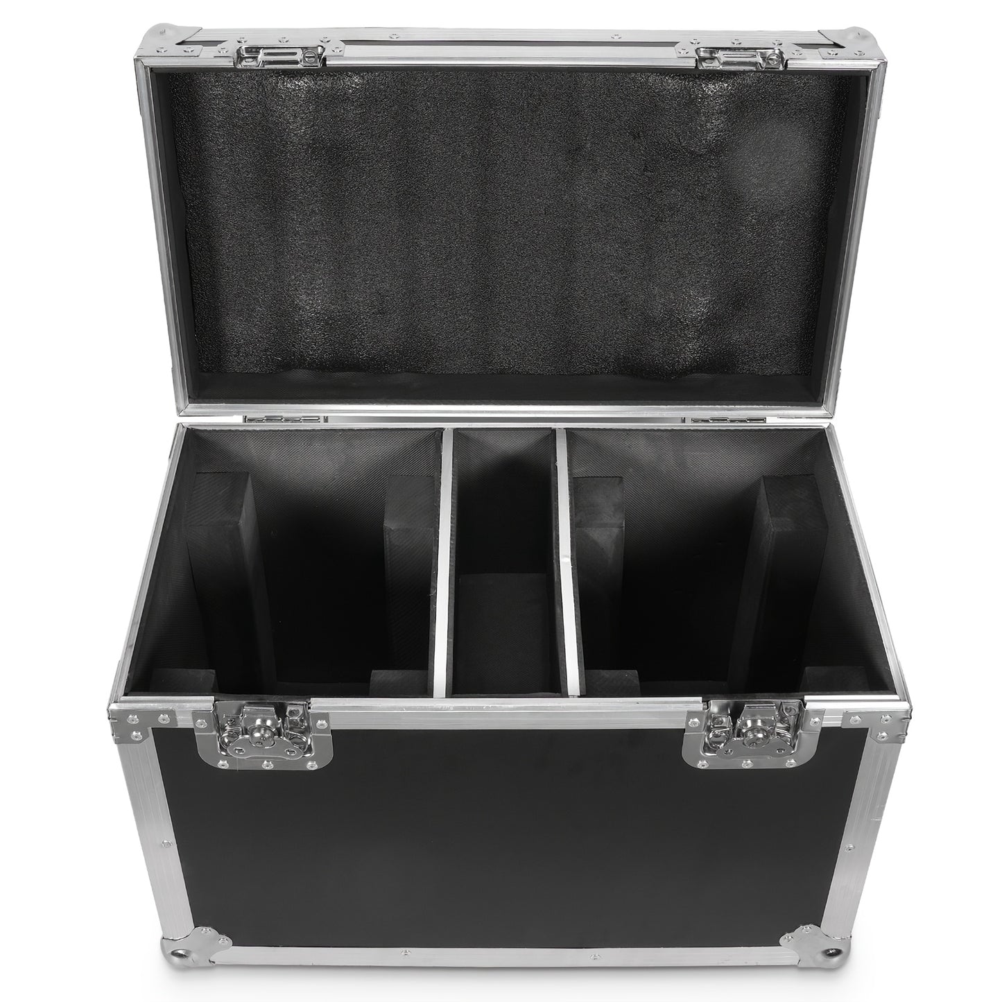 Schwarzer Flugkoffer 62,5*36,5*54,5cm mit EVA-Schaum-Trennwand, PE-Leder für 2 Stk. Moving-Head-Licht, Bühnenlicht-Flugkoffer, sturzsicher, langlebig