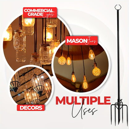 4er-Pack 3,05 Meter Metall-Streichlichtmasten mit Gabel, Hängelichtmasten für Terrasse, Party, Hochzeit (keine Lichterkette, nur Mast)
