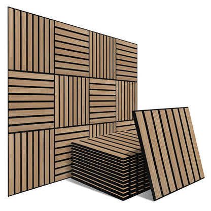 12 Stück Akustik Wandpaneele Schallschutzplatten Selbstklebende Wandpaneele Audio-Silk Schalldämmung Innendekoration Dicke Pads Pad Holzoptik Wandpaneele Filzisolierung Weiße Eiche/Schwarze Walnuss Schall 30 X 30 X 1Cm Absorption