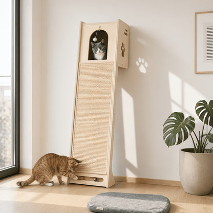 [YBAYMY] Großer Kratzbaum für Katzen aus natürlichem Sisal, stabile Kratzfläche für große Katzen, Kratzbaum mit Spielzeug, langlebiger Kratzpfosten schützt Möbel, Sofas  Wände, 150 cm hoch,