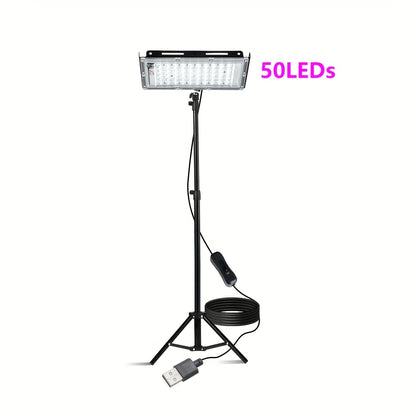 144/96/50 LEDs USB-betriebene Arbeitsleuchte mit faltbarem Stativ, 6000K Helligkeit, 1,5m/2m Kabel & Niederspannung (36V) - Tragbare kommerzielle Flutlichtleuchte für Werkstatt, Garage, Baustelle, Innenbereich, Arbeitsbeleuchtung, Kompakte Beleuchtung, Ro