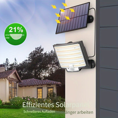 1/2/4 Stück 252LED Solarleuchten für den Außenbereich, verbesserte Split Human Body Sensor Leuchte für den Außenbereich mit Solar-Fernbedienung, Solar-Sicherheitsleuchten für den Garten, Garage, Terrasse, Veranda und Gartenbeleuchtung, Solar Sensor Leucht