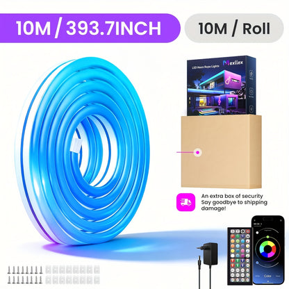 RGB Neonlichter mit drei Leitungen, mit APP- & Fernbedienung, IP67, einstellbare Farbe, kann Musikrhythmus über APP verfolgen, flexible Neonstreifenlichter RGB-Seillichter, für Schlafzimmer-Raumdekor