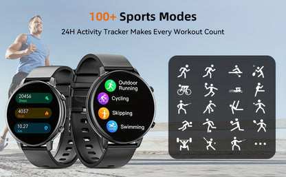 MINGTAWN Smartwatch für Damen & Herren, 3,53 cm HD-Touchscreen-Smartwatch mit drahtlosem Telefonieren (Annehmen/Tätigen von Anrufen), 100+ Sportmodi, Schlafmonitor, Multifunktions-Fitness-Tracker, kompatibel mit iPhone  Android, perfekt zum Verschenken
