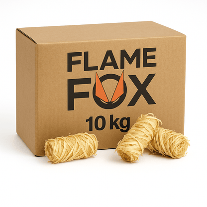 FLAME FOX Anzündwolle XXL 10kg aus Holzwolle & Wachs I Kaminanzünder & Grillanzünder für Kamin, Ofen & Feuerschale