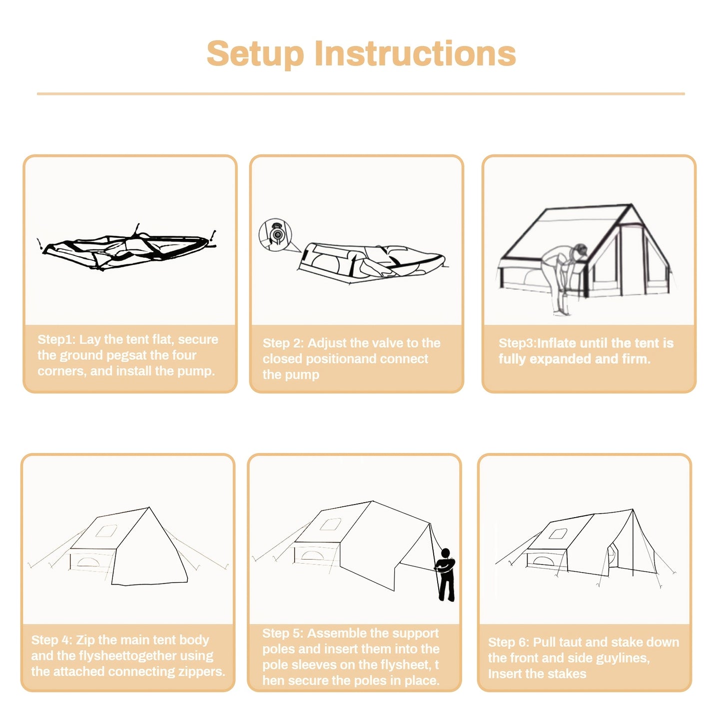 PAKICETUS Luft-Skylight-Zelt, schneller Aufbau mit Pumpe, 4-6 Personen Outdoor-Familienzelt, 4-Jahreszeiten, winddicht mit Tragetasche, ideal für Camping, Wandern, Angeln & Jagd