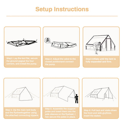 PAKICETUS Luft-Skylight-Zelt, schneller Aufbau mit Pumpe, 4-6 Personen Outdoor-Familienzelt, 4-Jahreszeiten, winddicht mit Tragetasche, ideal für Camping, Wandern, Angeln & Jagd