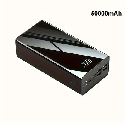 50000mAh Powerbank, 22.5W Schnellladung, Vollbild-Spiegeldesign mit LED-Beleuchtung, Reise-Essential für Handy & Android-Geräte, ideales Urlaubsgeschenk