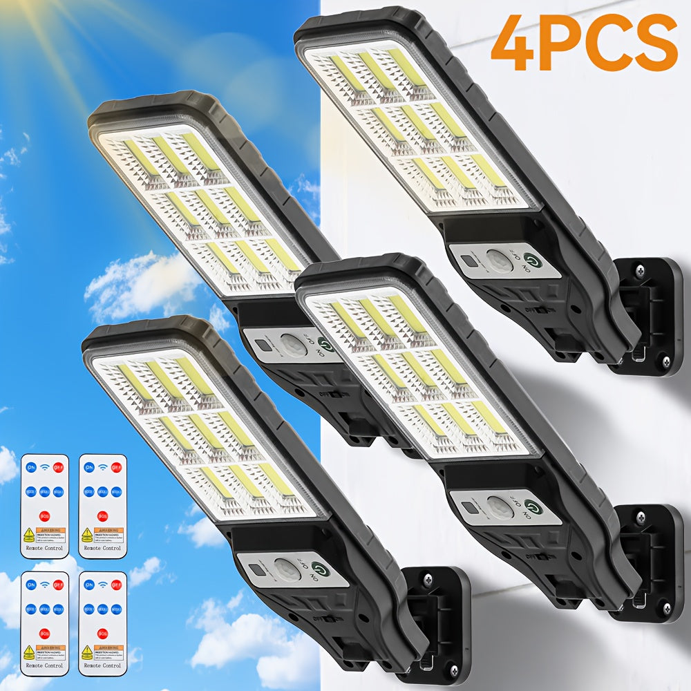 90COB Solar Bewegungsmelder Flutlichter mit Fernbedienung, Intelligente Solar Straßenlaternen für Aussen, 3 Beleuchtungsmodi IP65, Solarbetriebene Sicherheitsstrahler fuer Terrasse Garage Veranda Hof Haustüren Laden Cafe Haus Weihnachtsdeko Lampe, Wandmon