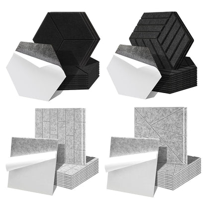 12/18 Stück Akustik Wandpaneele Isolierung Absorber Schallschutzplatten für Echo-Abschaltung Pads Schallschutz Lärmschutz Raummatte Schwarz/Grau Schallschutz Selbstklebendes Audio-Silikon Schallschutz Hexagon/Quadrat Selbstklebende Paneelen Blätter