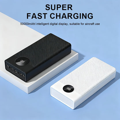 50000mAh Powerbank, bidirektionales Schnellladen, intelligentes Digitaldisplay, leicht zu transportieren, tragbares mobiles Netzteil, geeignet für iPhone, Android  digitale Geräte, kann mehrere Geräte gleichzeitig laden, sicherer Lithium-Polymer-Akku, Rei