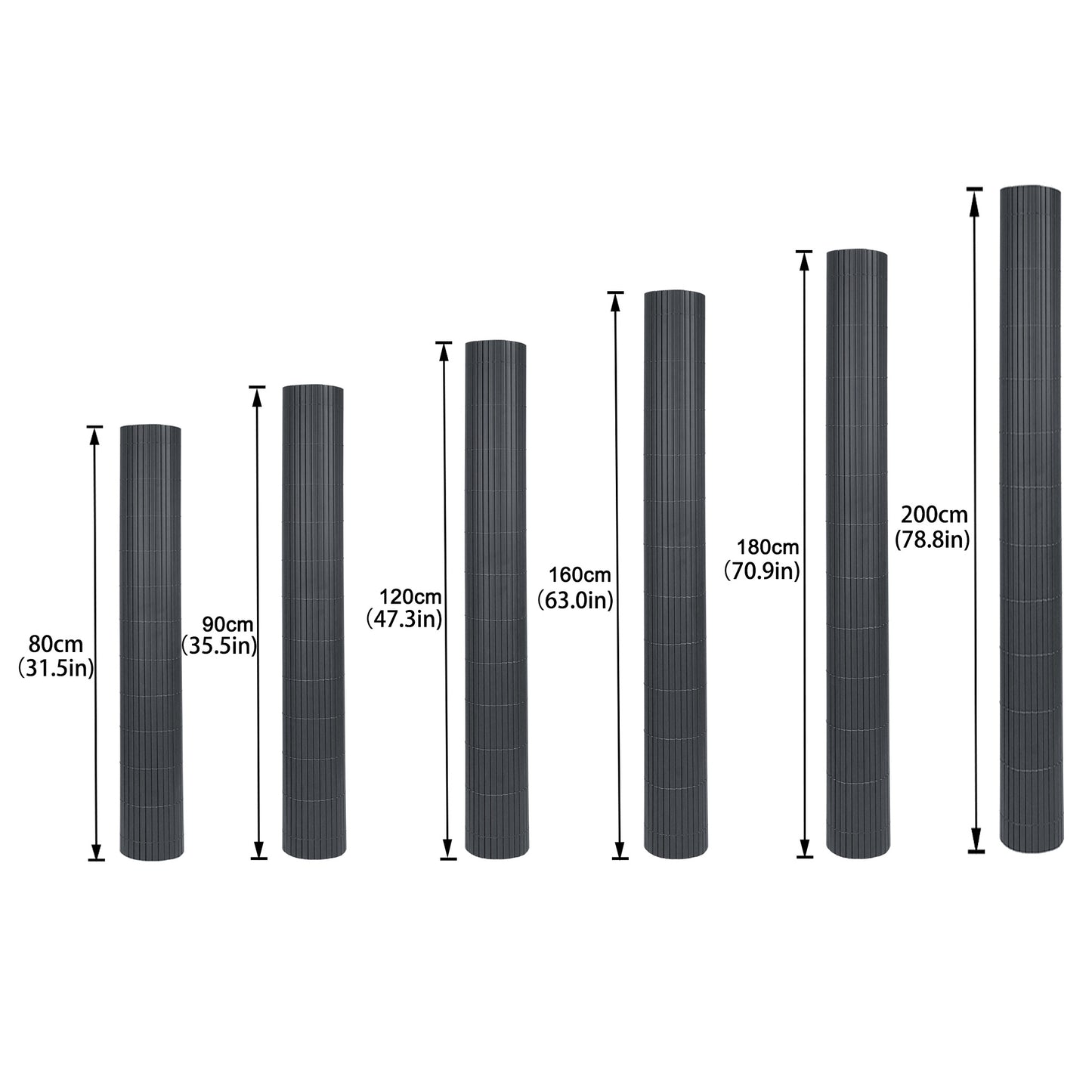 Gartendekor-Zaun PVC-Sichtschutz W-förmiger Sichtschutzzaun Balkon-Sichtschutz mit Kabelbinder Anthrazit 80-200 cm Höhe geeignet für Garten  Hof