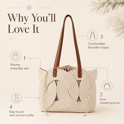 Einzigartige kreative Webtasche, neue stylische vielseitige Achselbeuteltasche, französische High-Fashion Lazy Style Schultertasche mit Kordelzug
