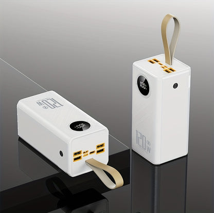 Tragbare Powerbank, 120W/100000mAh hohe Kapazität, LED-Stromanzeige, Umhängeband, zwei Ausgangsanschlüsse, tragbares Handy-Ladegerät, bidirektionales Schnellladen, lädt mehrere Geräte gleichzeitig, unverzichtbar für Reisen, Outdoor & Notstrom-Backup, Gesc