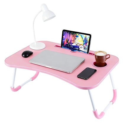 Betttisch Laptop Ständer Bett-Schreibtischständer mit klappbaren Beinen und Becherhalter Notebook-Ständer Computer-Laptop-Ablage für Sofa-Bett