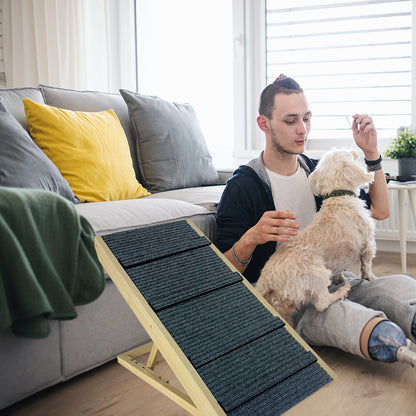 Klappbare Hunde-Rampe Tragbare Haustier-Rampe Vier einstellbare Höhenstufen Hundetreppen für große Katzen und Hunde Rutschfeste Treppen für Betten, Sofas oder Autos Maximalbelastung 100kg 100x40x60cm