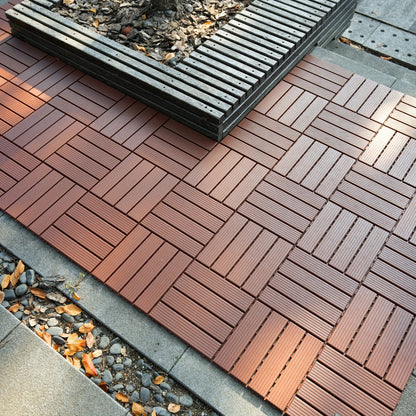 Kunststoff Deckfliesen zum Zusammenstecken - Terrassenboden für den Außenbereich, Deckfliesen zum Zusammenstecken, wasserdichte Terrassenpflaster für Pool, Balkon, Hinterhof, Veranda, Grau/Braun (27/44 Stück)