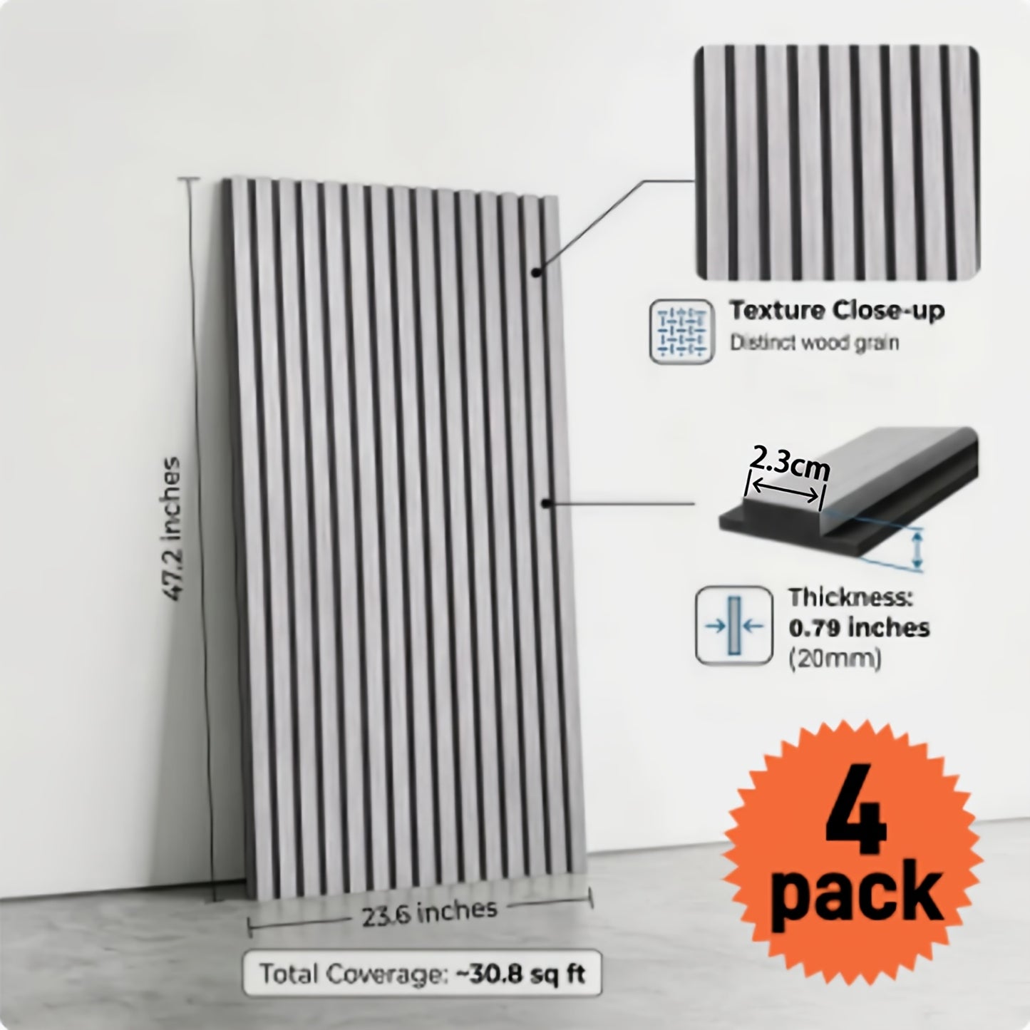 2/4er-Packung selbstklebende Akustikpaneele, Größe 60*120 cm, schallabsorbierendes Filz, speziell für Schallschutz und Reduzierung von Echö. Wandpaneele mit Holzmaserung, geeignet zur Dekoration von Wohnzimmer, Büro- und Küchenwänden.