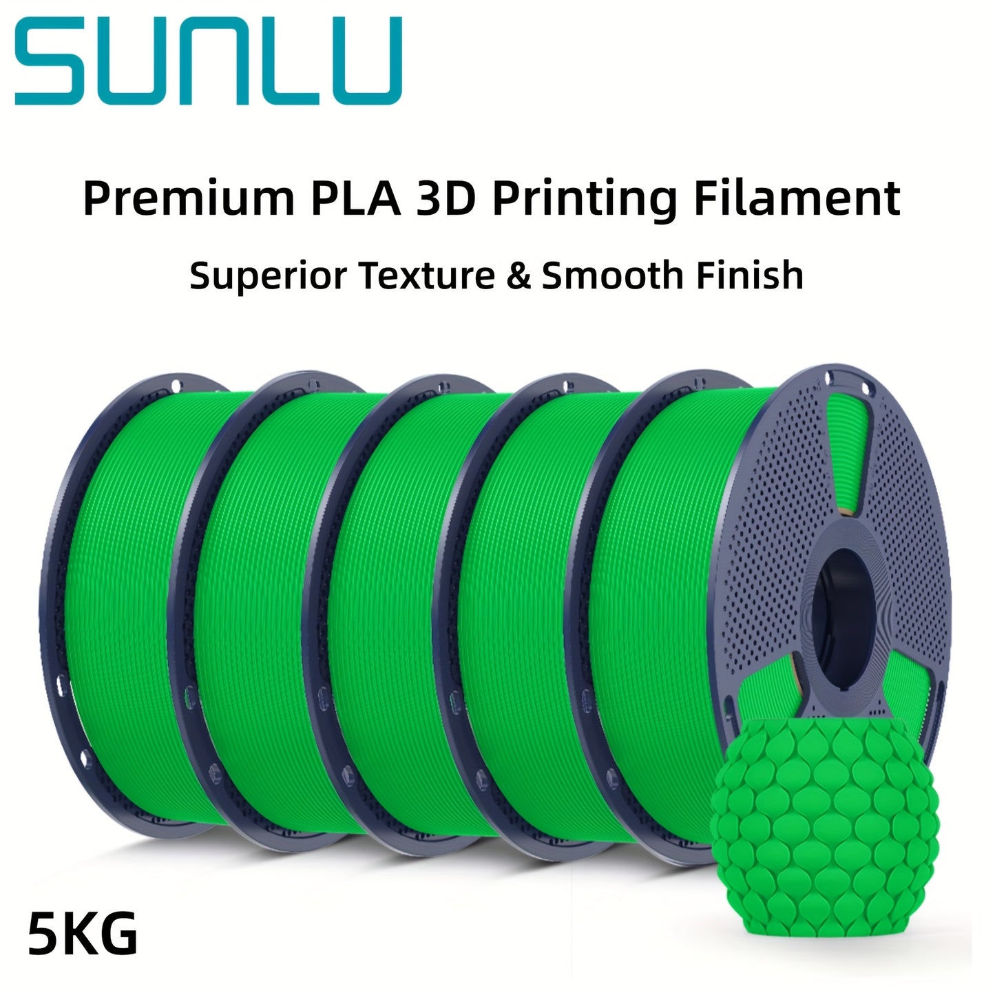 SUNLU Premium 1.75mm PLA 3D-Druckfilament | Überlegene Textur, Glattes Finish | Kompatibel mit den meisten 3D-Drucker, 5kg