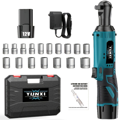 Akku-Schraubenschlüssel-Set mit Winkelschlüssel – Ideal für Autoreparaturen, Hausrenovierung, Mutternentfernung – Tragbares Elektrowerkzeug für Automotive – Perfektes Geschenk für Männer (-Betrieb)
