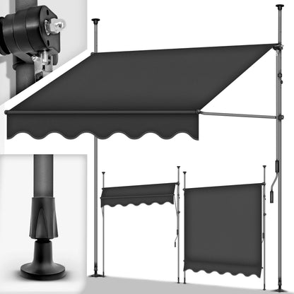 tillvex® Klemmmarkise Balkon mit Handkurbel | Balkonmarkise ohne Bohren | Markise UV-beständig & höhenverstellbar | Sonnenschutz Terrasse Wasserfest