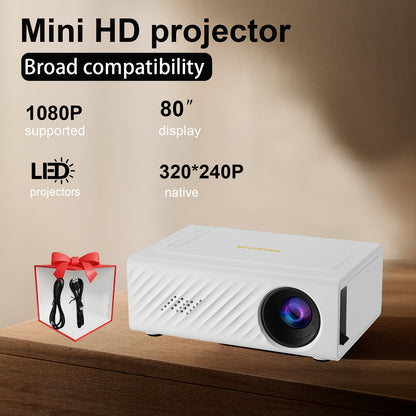 Kompakter HD Mini Projektor für Heimkino und Camping, 1080P unterstützt, 50 ANSI Lumen, USB-betrieben, tragbares Design mit LCD-Display, perfekt für den Innen- und Außenbereich