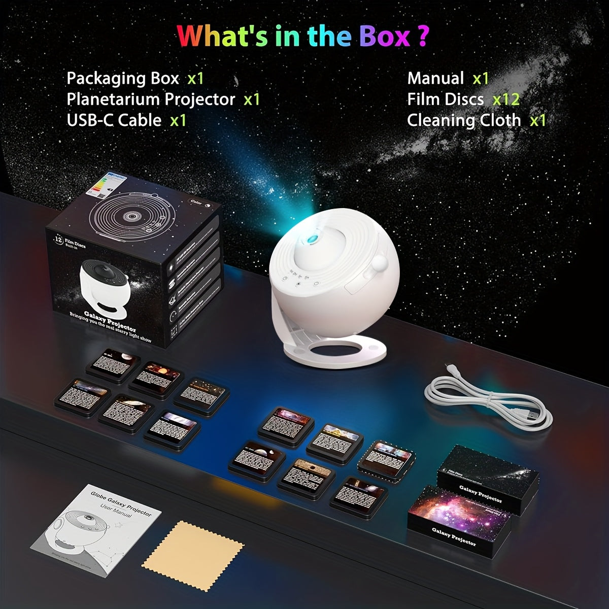 Upgraded Sternenprojektor & Planetarium-Projektorlampe mit 13 Planetenscheiben, Nebel/Mond/Galaxie-Projektor geeignet für Schlafzimmer, Kino, Astronomie-Bildung - DLP-Technologie Sternennachtlicht-Projektor