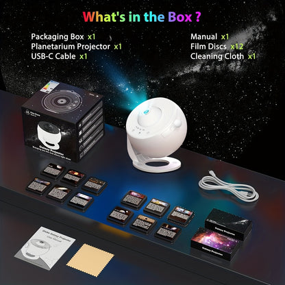 Upgraded Sternenprojektor & Planetarium-Projektorlampe mit 13 Planetenscheiben, Nebel/Mond/Galaxie-Projektor geeignet für Schlafzimmer, Kino, Astronomie-Bildung - DLP-Technologie Sternennachtlicht-Projektor