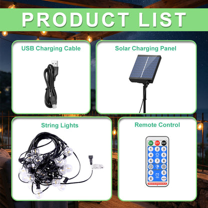 30M/20M/15M G40 Solar LED Lichterkette Warmweiß 8 Modi Anti-Fall und langlebiger - Solar Lichterkette für Außenbereich Garten Hof Terrasse Hochzeit Party Deko Inklusive Ersatzlampen, langlebige Batterie