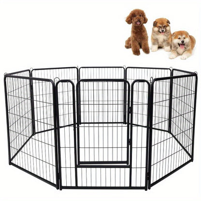 80x80cm Hundekennel-Set Freilaufgehege Hundezaun Welpenlauf mit Türen & Bodenankern Faltbarer Tierkinderwagen Welpenzaun Tragbares Welpenspielzeug für Garten und Camping