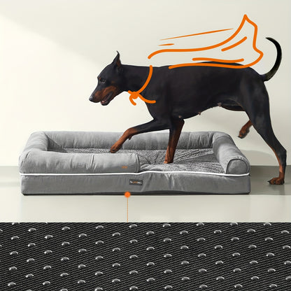 Orthopädisches Haustierbett, Hunde Couch mit Seiteneinsätzen, Abnehmbarer und Waschbarer Bezug, Abmessungen 120 x 85 x 20 cm, Anti-Rutsch-Basis