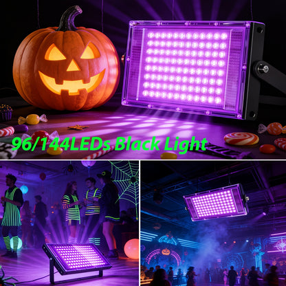Verbesserte 385-400Nm UV Schwarzlicht, 50/96/144 High Bright LED-Perlen mit USB A und Schalter, 150Cm Stromkabel, Perfekt für Halloween Weihnachten Valentinstag Fluoreszierende Party Deko Bühnenbeleuchtung, 1/2/3 Pack