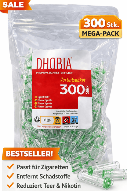 DHOBIA Zigarettenfilter 300 Stück – Anti-Teer | Reduziert Schadstoffe | Sauberer Rauch