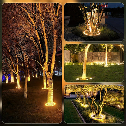 1/4/6/10/12er-Pack LED Ring Baumbeleuchtung, Außenbeleuchtung, Landschaftsbeleuchtung, Hochspannungswicklung (Nicht-Solar), 12W Ring LED Baumleuchte, IP65 Boden-Landschaftsleuchte, Rasenleuchte, Europäischer Standard Ohne Stecker, Ring Fliesen Außenmontag