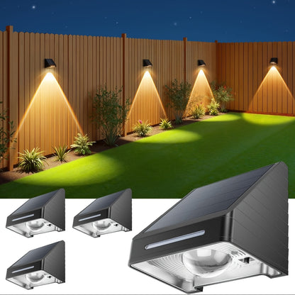 6/4er Pack Solarzaun-Außenleuchten, hellere fokussierte Linse, kaltweißes & warmes Licht, Garten-Solarleuchten IPX5, automatisches Ein-/Ausschalten für Wand, Terrasse, Hinterhof, Stufen, Geländer