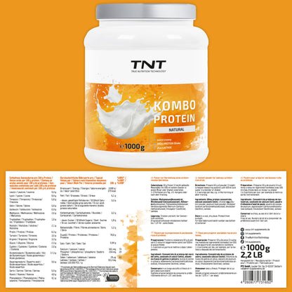 TNT Kombo Protein (1000g) • Protein Pulver mit 3 Eiweiß-Quellen • Extra cremig • Laktase und Flohsamenschalenpulver
