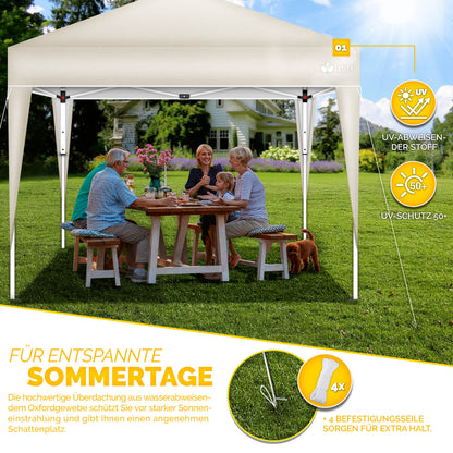 tillvex® Pavillon 3x3m Faltbar + 4er Set Sandsäcke | Pop-Up Faltpavillon Wasserdicht Stabil & Höhenverstellbar | Gartenzelt UV Schutz 50+ | Partyzelt Winterfest mit Tasche für Draußen Garten Camping
