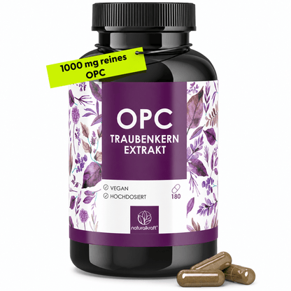 OPC Traubenkernextrakt Kapseln – Traubenkernextrakt – OPC pro Tagesdosis(2 Kapseln) – 180 Vegane Kapseln für 3 Monate – Vegan, glutenfrei