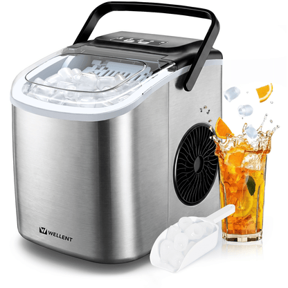 Würfelschneider, 12 kg Eiswürfelbereiter, 8 Würfel in 6 Minuten fertig, schwarzer Eiswürfelbereiter mit tragbarem Griff, 12 kg/24 h, selbstreinigende Eiswürfelmaschinen