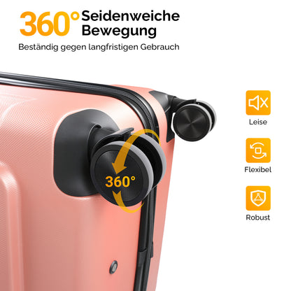 Bonnlo Kofferset 3 Teilig, Hartschale Koffer Set, Reisekoffer mit 4 Rollen, ABS-Trolley M-L-XL, mit Teleskopgriff, Viel Stauraum