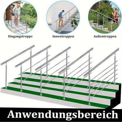 Edelstahl Treppengeländer Außen-Handlauf mit Pfosten Set für Innen und Außenbereich, ohne Querleisten