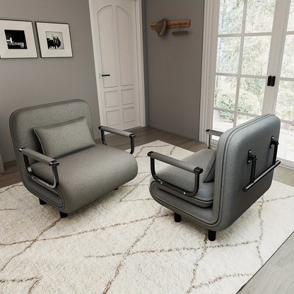 Fabulcozy 5-in-1 Konvertierbarer Stuhlbett, Klappbarer Schlafsessel mit Metall-Armlehnen, Verstellbarer Liegestuhl, Platzsparendes Aufbewahrungsmöbel, Wohnzimmersessel, Einfache Montage, Lokales Lager