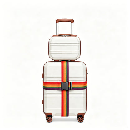 4er/2er Set 51,5 cm (20 Zoll) KONO Creme Weiß Grau Schwarz Koffer, Camping ABS Hartschalen-Trolley mit TSA-Schloss, 4 Spinner-Räder, Reisekoffer, Black Friday Thanksgiving Weihnachtsgeschenk