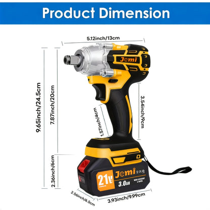 Jemi Tool 21V Akku-Schlagschrauber-Set, 4500 U/min, hohes Drehmoment, 1/2-Zoll-Antrieb, mit Steckschlüssel oder 13-mm-Bohrschraubenadapter, 3,0-Ah-Akku, Schnellladegerät, erhältlich in Kunststoffkoffer-Verpackung, ideal für die Autoreparatur und LKW-Repar