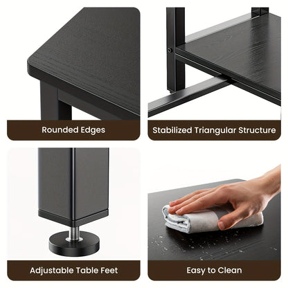 3-teiliges Bar-Tisch- und Stuhlset, modernes schwarzes Gusseisen-Bar-Tischset mit 2 Hocker, industrielles Tisch- und Barhocker-Set, Holzplatte, rechteckiger Pub-Tisch mit Ablagen und Glashalter, für Küche, Wohnzimmer, leicht zu reinigen und zu montieren