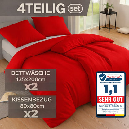 4-teiliges Bettwäsche-Sets 4 verschiedene Größen – 2x Bettbezug & 2x Kissenbezug 80x80 cm & 40x80 cm, Weiche Mikrofaser, Atmungsaktiv & Pflegeleicht, Ganzjahresgeeignet